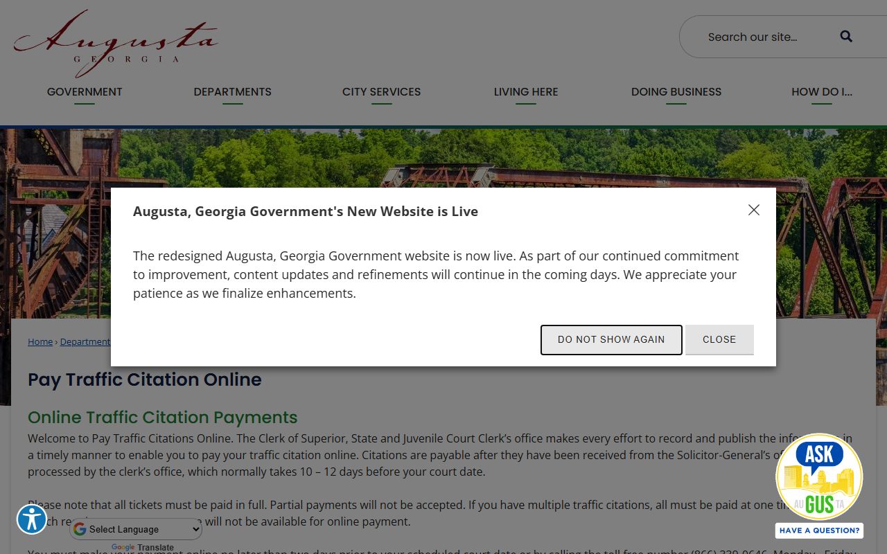 Augusta Traffic Ticket Records reference image 1