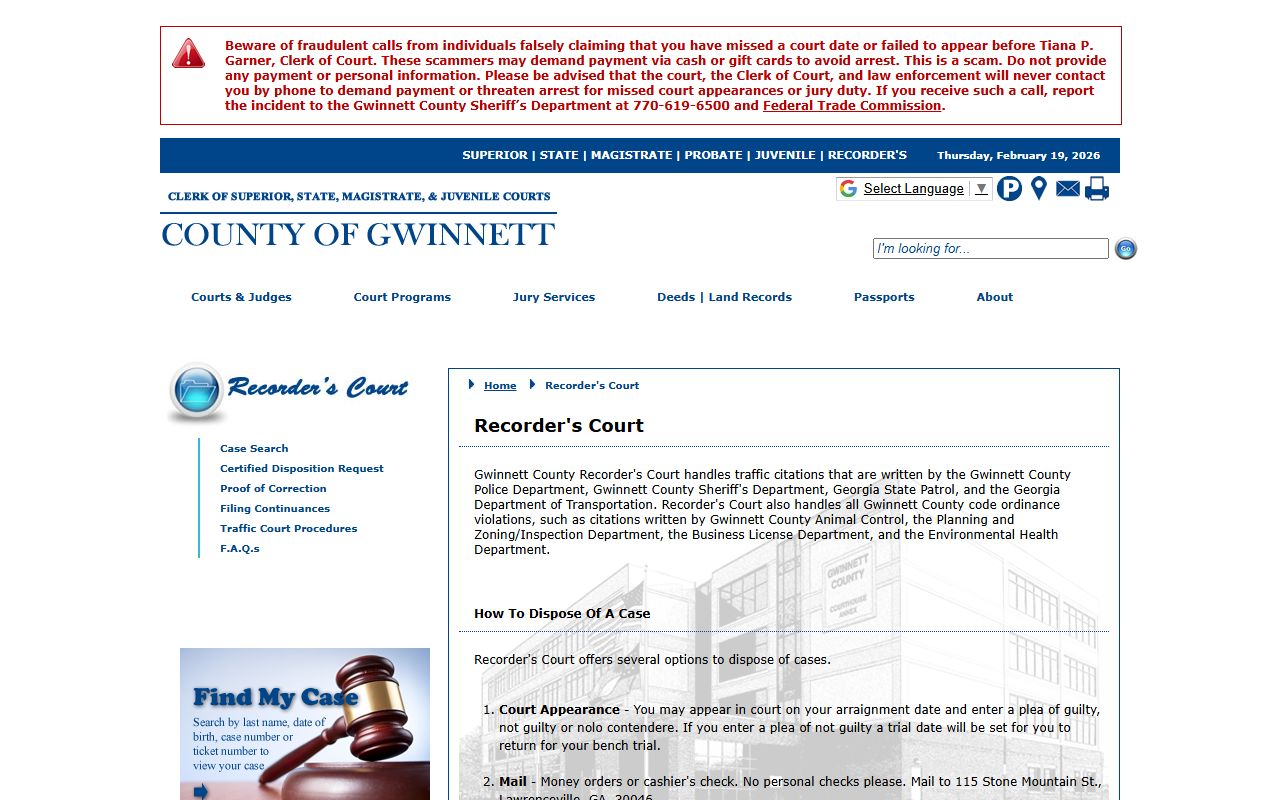 Gwinnett County Traffic Ticket Records reference image 1